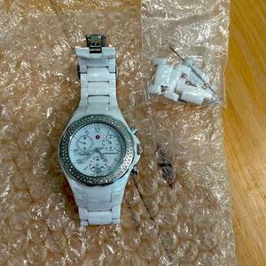 Michele White Tahitian Ceramic Diamond Bezel Watch